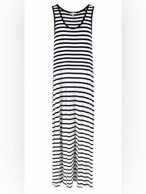 Max Studio Navy & White Striped Sleeveless Maxi Dress Medium Coastal Nautical